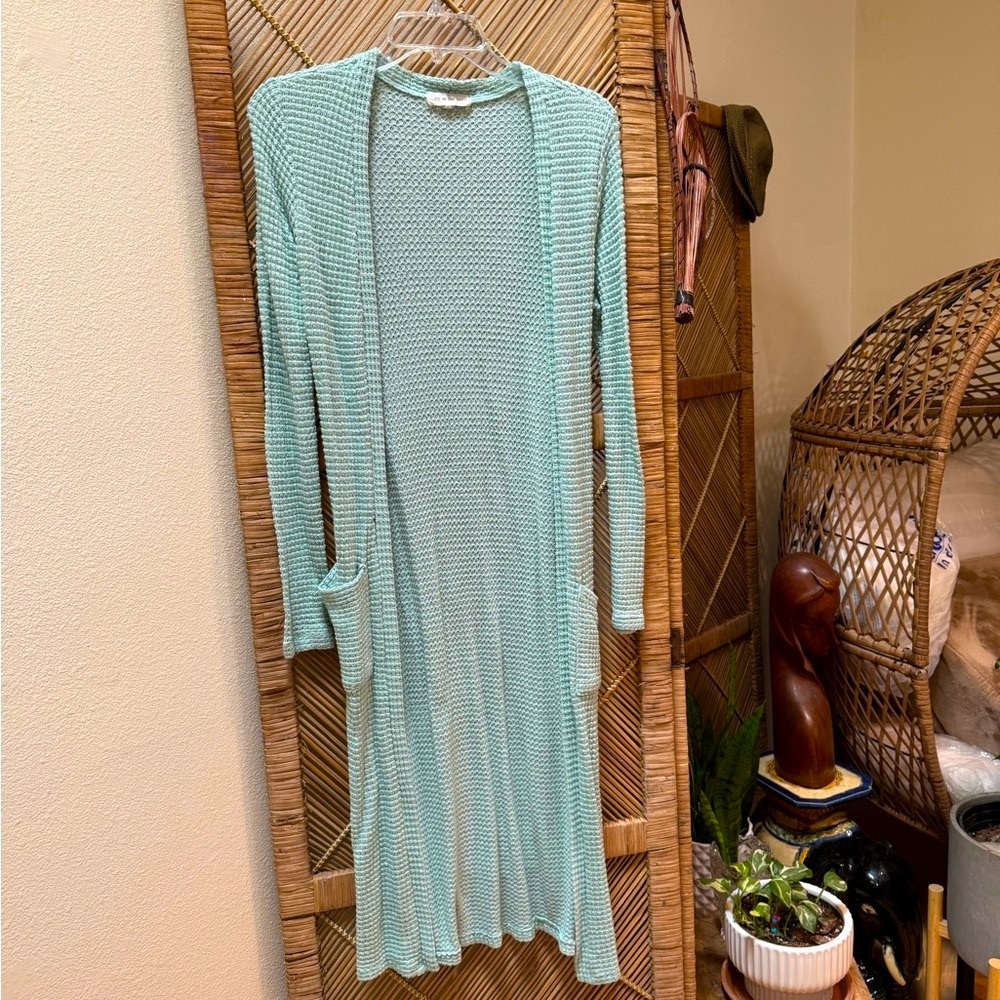 Mint Green Women's Long Cardigan